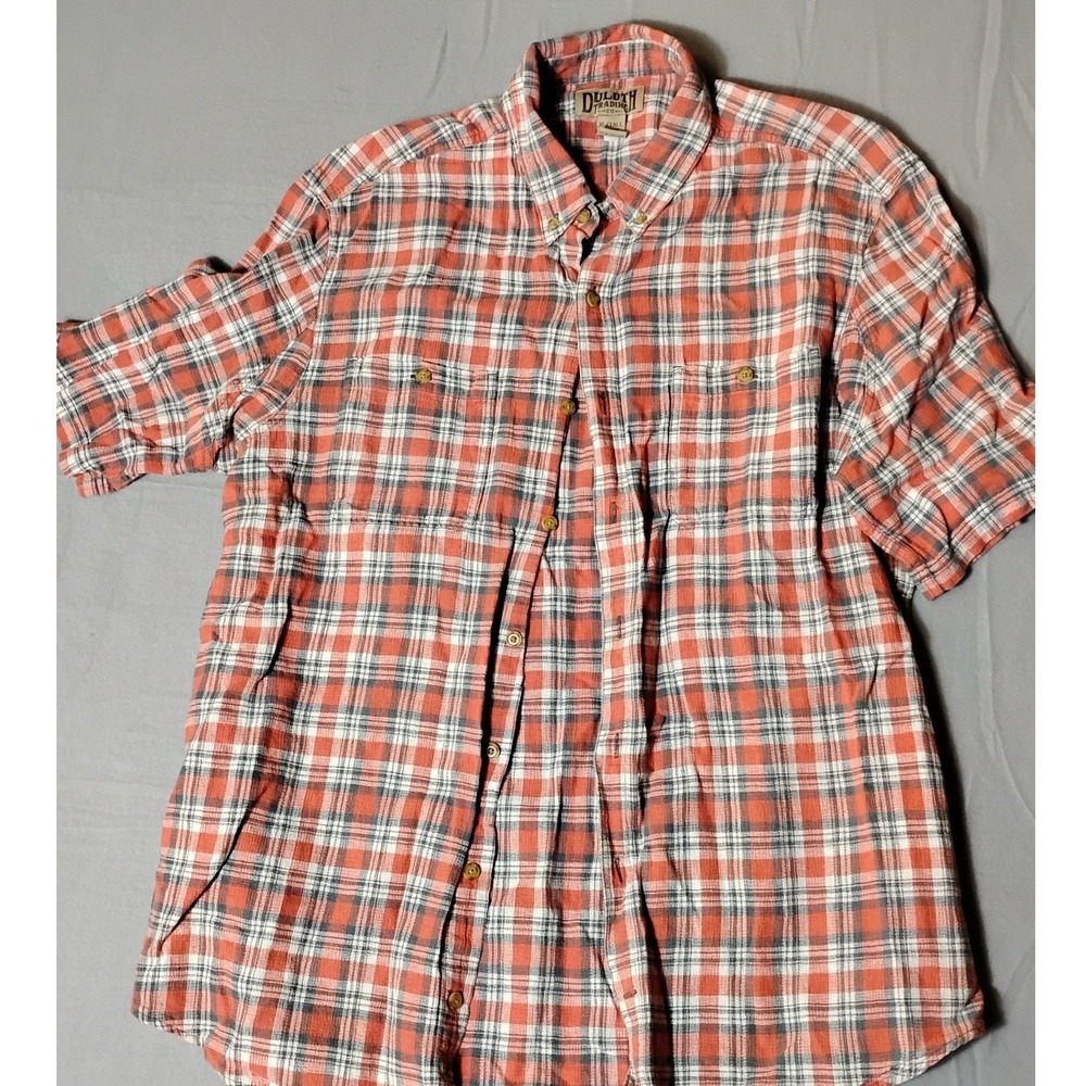 Duluth Trading Co Flannel Plaid Short Sleeve Button Up Shirt XL‎ Tall